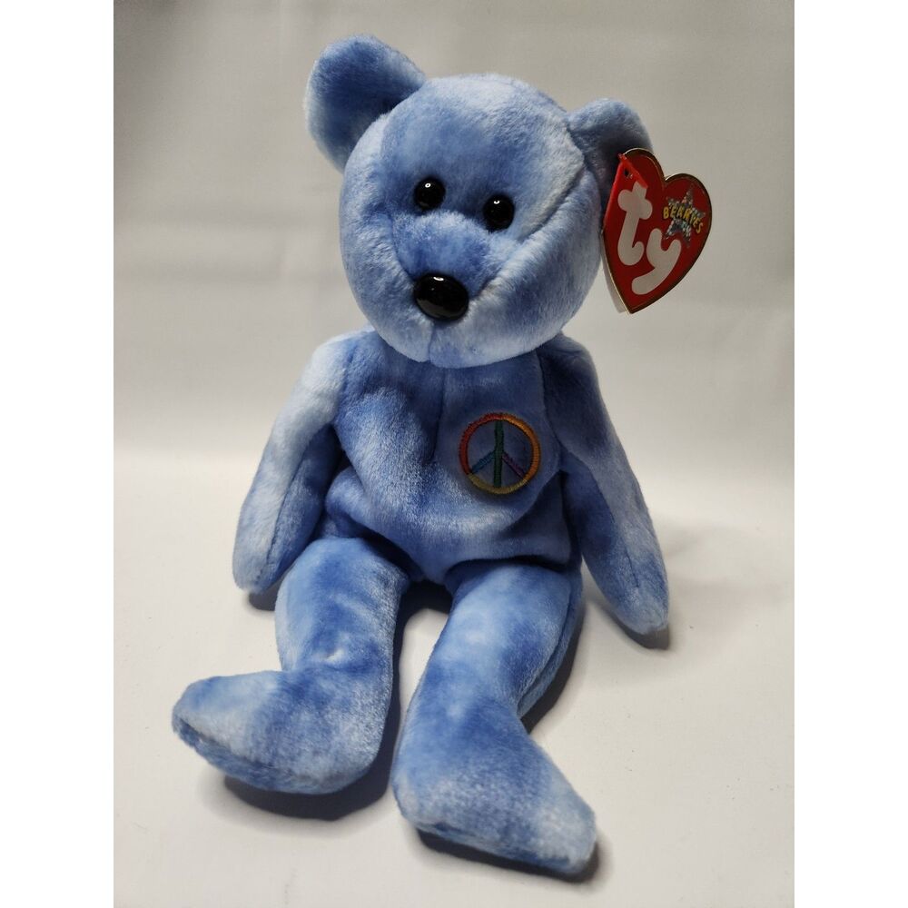 Ty Beanie Baby Peace Bear – Blue Variant 2002